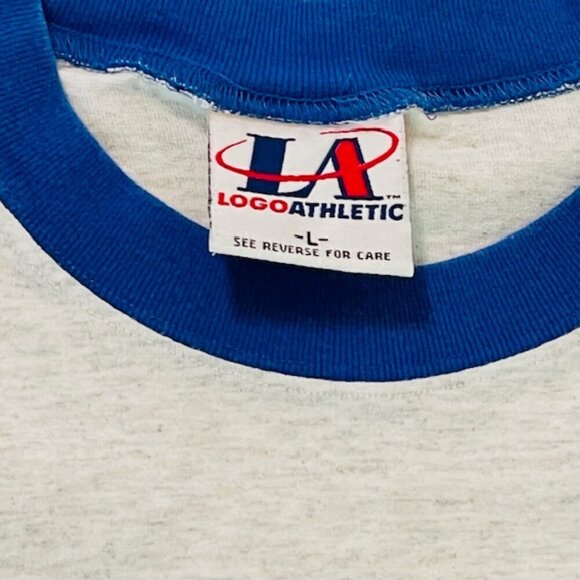 Vintage 90s Logo Athletic Made in USA Duke Blue Devils Ringer Tee Shirt Large - Picture 3 of 6